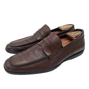 Tod's Penny Loafer Shoes Mens Size 9 Brown Leather Gommino Driving Made in Italy